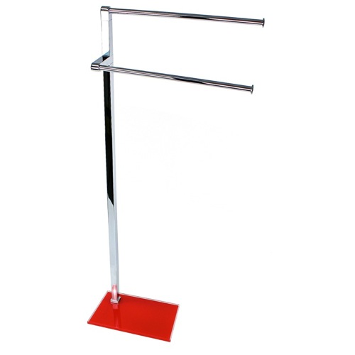 Towel Stand, Gedy 7831-06, Chrome Towel Stand with Red Thermoplastic Resins Base 7831-06